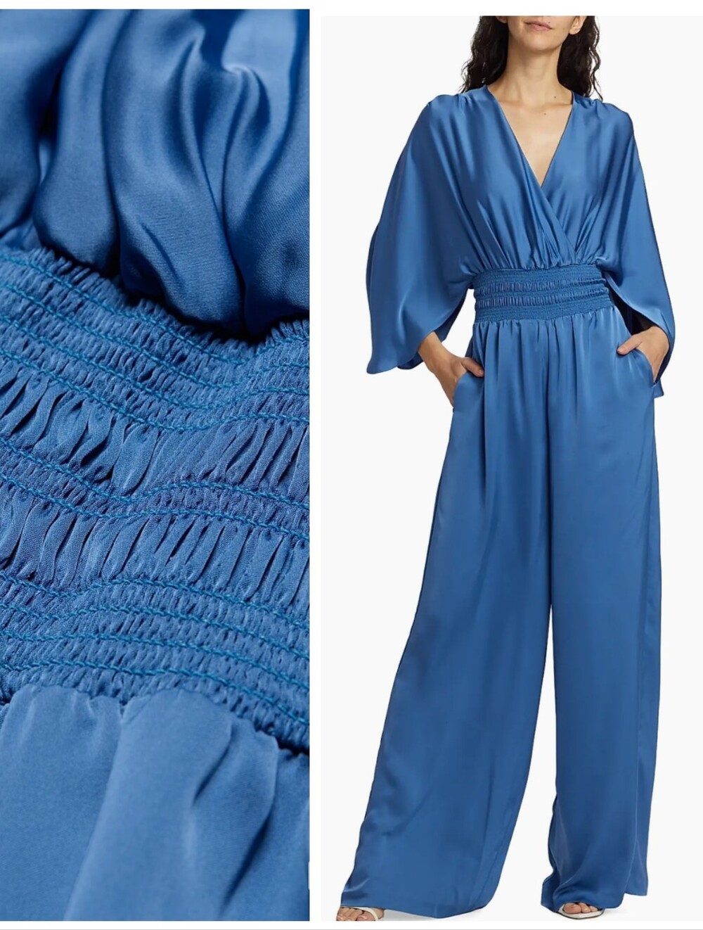 NWT $545 Ramy Brook Cheri Wide Leg Jumpsuit "True Blue" Women's XS Quiet Luxury - Picture 4 of 12